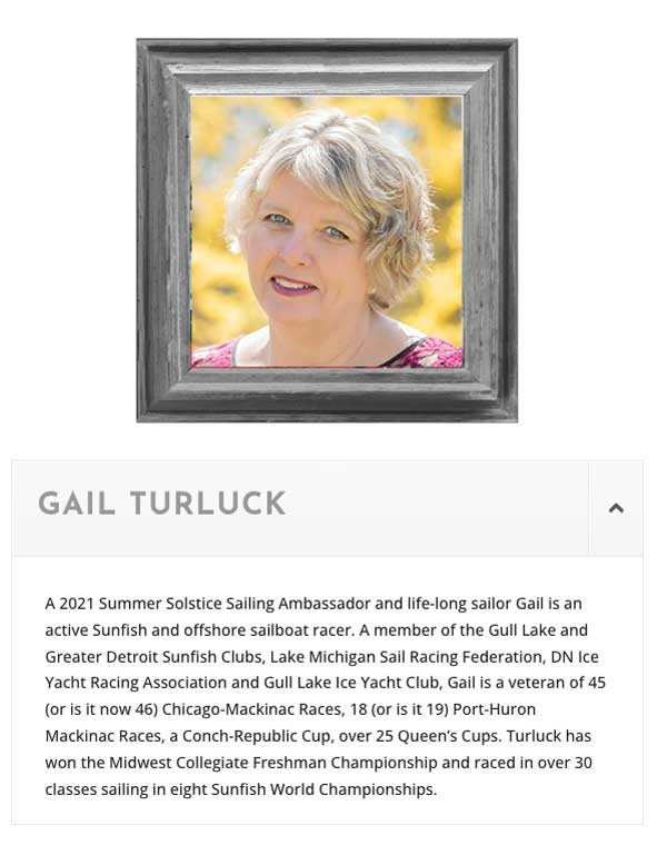 Summer Sailstice Ambassador Gail Turlock