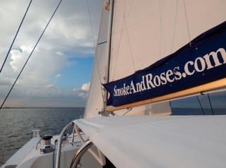 "Smoke and Roses" sails beneath spectacular sunsets in Charlotte Harbor, FL 
