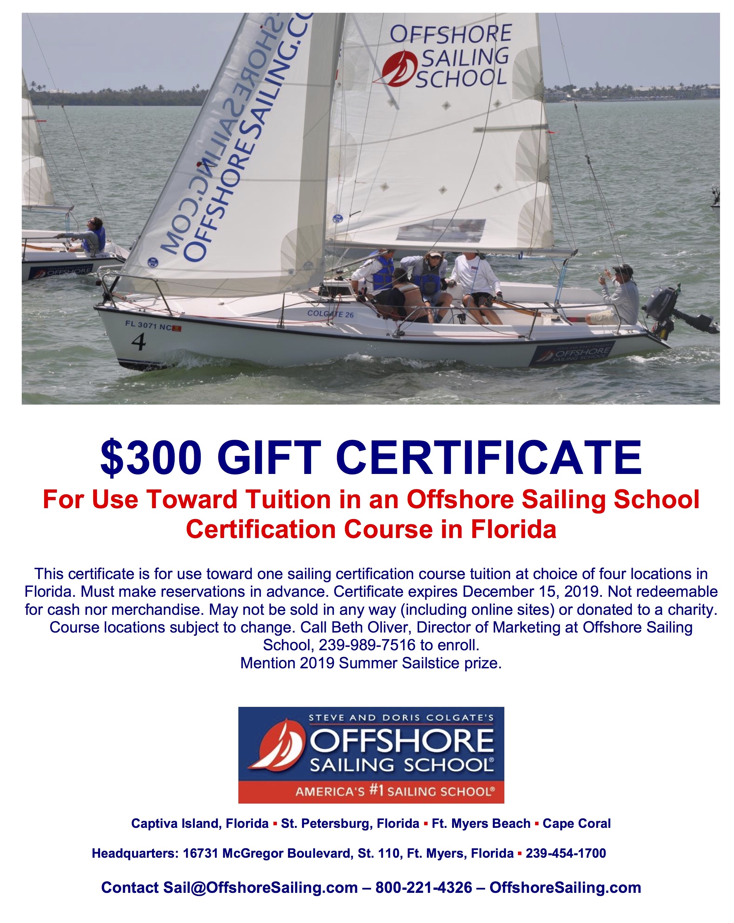 Offshore Sailing School 2019 Prize